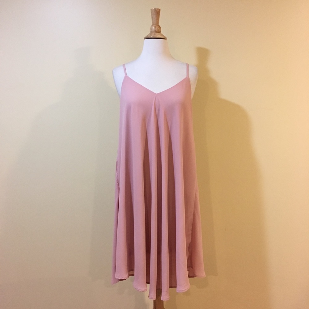 Blush Strappy Criss Cross Back Chiffon Swing Dress - Picture 4 of 7